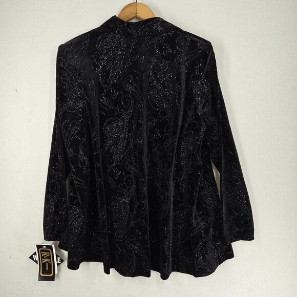Vintage R&K Evening Blazer Jacket Womens 6 Black Sequence Formal Party Business - Picture 2 of 14